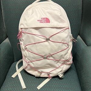 The North Face Pale Pink Backpack with Pink Bungee